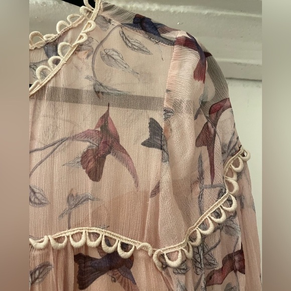 Maeve Floral Pink Semi Sheer blouse size small - Picture 4 of 7